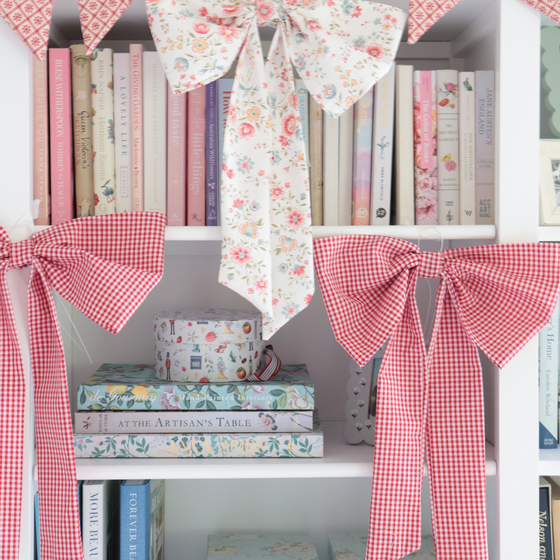 Christmas House Bow/ wreath bow sash Red Gingham