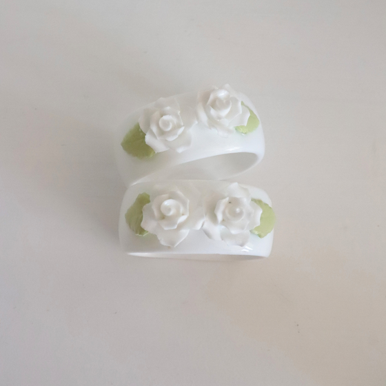 White Rose Napkin Rings ( SET OF TWO)