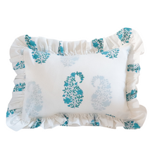  Ruffle cushion cover blue leaf