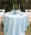 anna blue block printed tablecloth