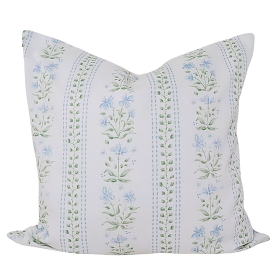 blue and green trellis cushion cover