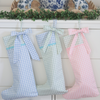 Christmas Stocking Gingham pink and Green Trim with Bow