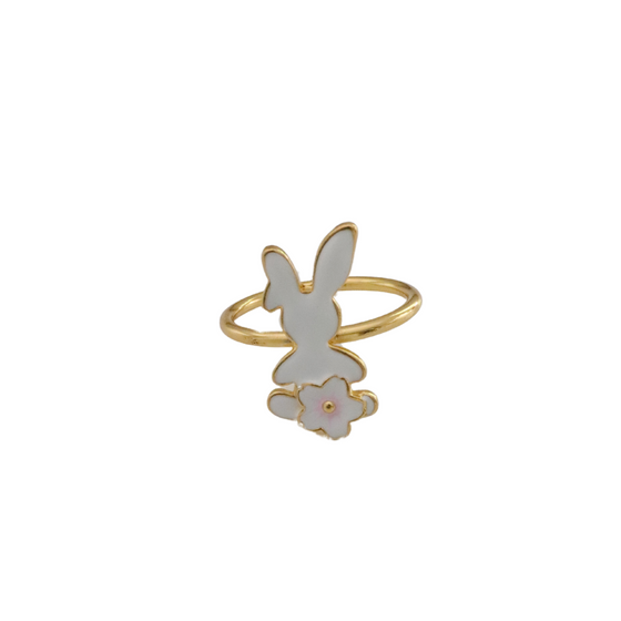 white bunny napkin ring