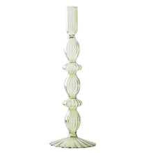  Autumn green glass candlestick