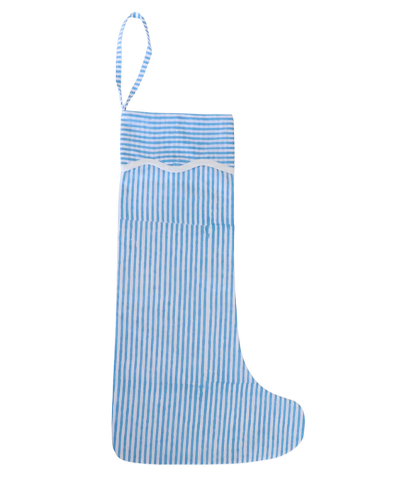 blue and white stripe scallop stocking