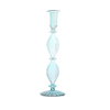 pastel blue glass candlestick