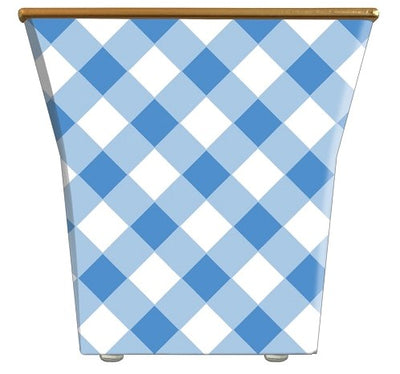 Blue gingham cachepot 