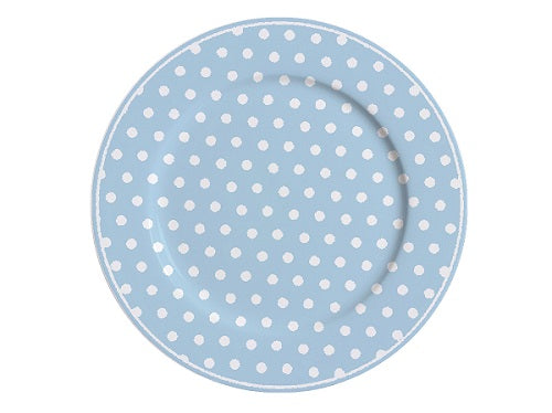 blue polka dot plate