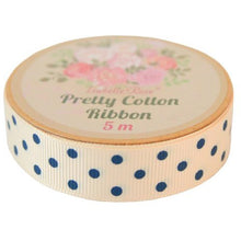  Cream Ribbon navy blue polka dots | prettyhomestyle.