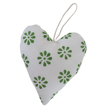 fabric heart block printed pale green