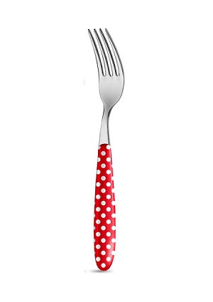 Fork Red white polka Dot