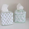 Fabric tissue box cover Floral Green