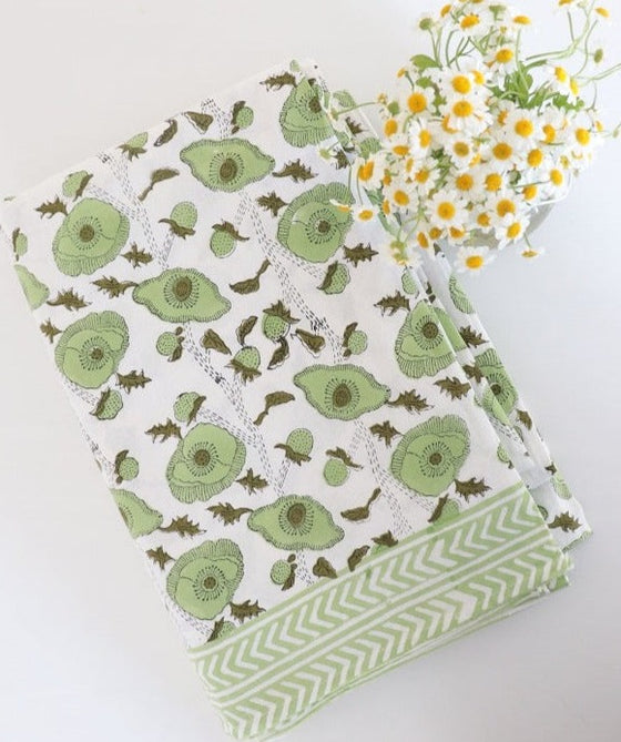 tablecloth green poppy