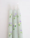 Patel tulips Hand Painted Candle