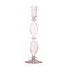 pastel pink glass candlestick